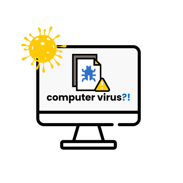 computer met daarop een computer virus waarschuwing